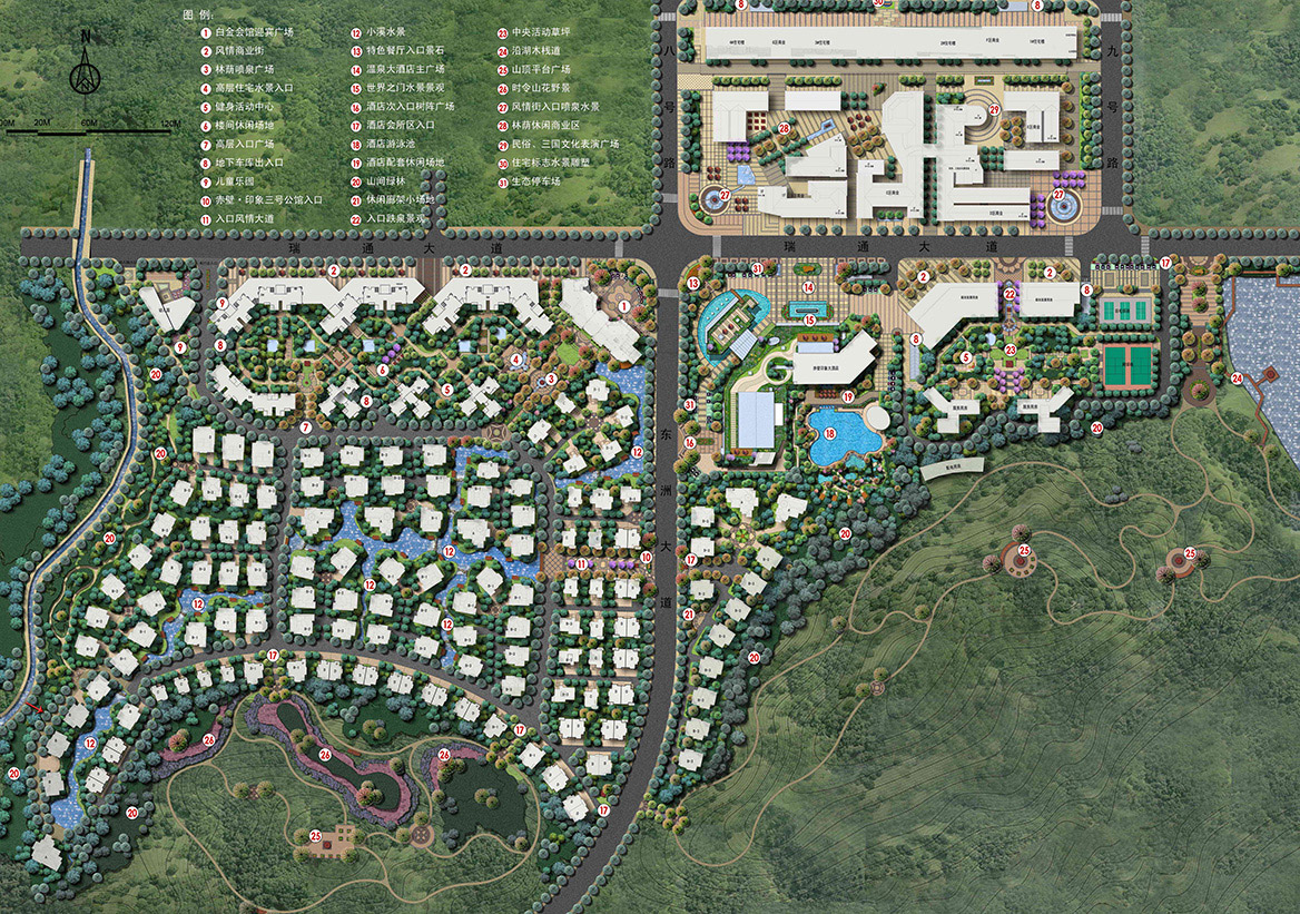 湖北赤壁三（sān）號公寓一（yī）期及酒店別墅區整體規（guī）劃節點分布圖