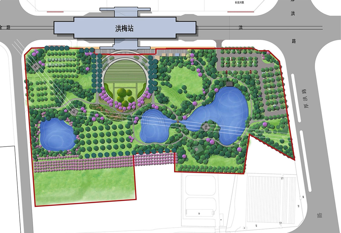 洪梅站前綠（lǜ）化公園景觀設計圖片2