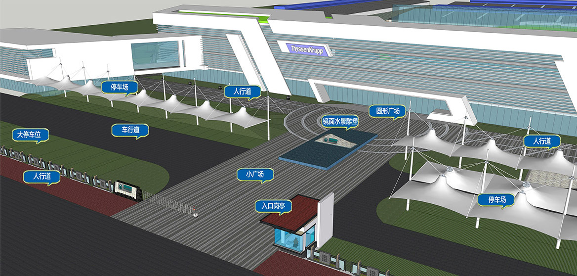 中（zhōng）山蒂森電梯廠景觀規劃（huá）設計景（jǐng）觀功能分析一
